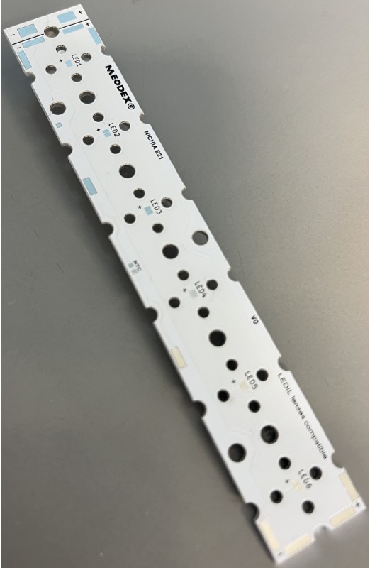 Strip PCB  for 6 LED NICHIA E21 / Ledil LED lens compatible-Strip-Led Mounting Bases SAS