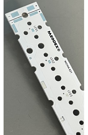 Strip PCB for 6 LED NICHIA E21 / Ledil LED lens compatible