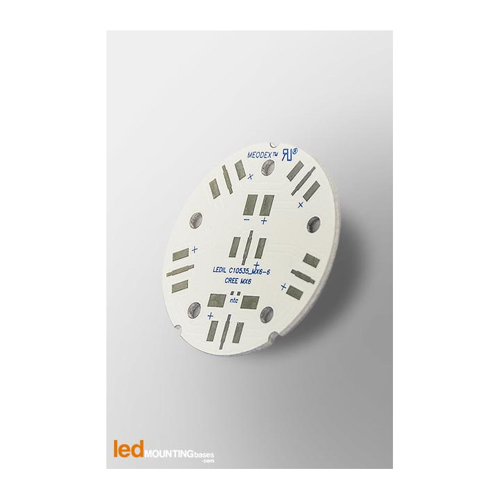 MCPCB Diametre 40mm pour 6 LEDs CREE MX-6 compatible optique Ledil