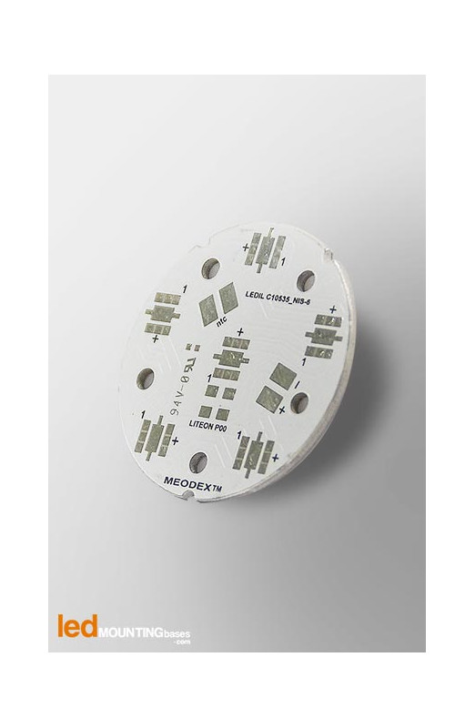 MCPCB Diametre 40mm pour 6 LEDs Liteon P00 compatible optique Ledil