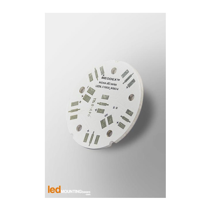 MCPCB Diametre 40mm pour 6 LEDs Nichia x83 compatible optique Ledil